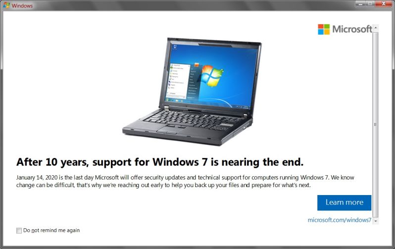 Windows 7 End of Life - Microsoft's end of support announcement